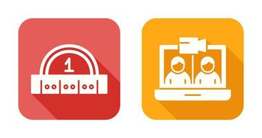 vídeo conferência e régua ícone vetor