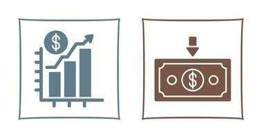 gráfico acima e dinheiro baixa ícone vetor