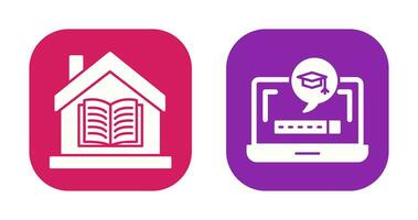 digital Aprendendo e Educação escolar em casa ícone vetor