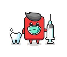 personagem mascote do cartão vermelho como dentista vetor