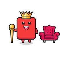 desenho de mascote do cartão vermelho como um rei vetor
