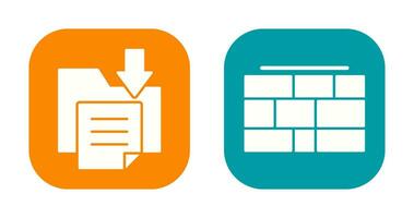 Arquivo armazenamento e tijolo parede ícone vetor