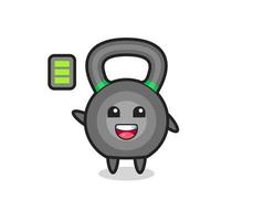 Mascote do kettlebell com gesto enérgico vetor