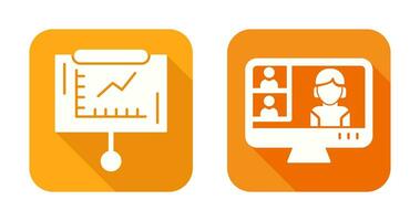 linha gráfico e conferência vídeo ligar ícone vetor