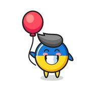 ilustração do mascote do emblema da bandeira da Ucrânia está jogando balão vetor