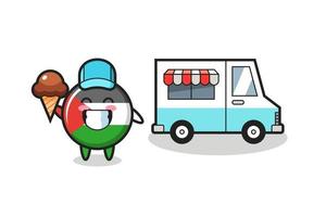 desenho do mascote da bandeira da Palestina com caminhão de sorvete vetor