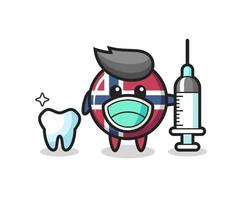 mascote do emblema da bandeira da Noruega como dentista vetor