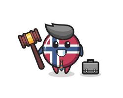 ilustração do mascote do emblema da noruega como advogado vetor