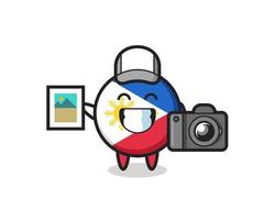 ilustração de personagem do emblema da bandeira das Filipinas como fotógrafo vetor