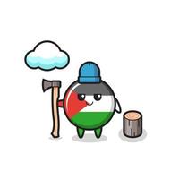 desenho de personagem da bandeira da Palestina como lenhador vetor
