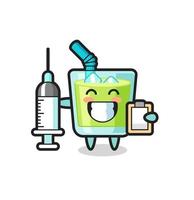 ilustração do mascote do suco de melão como médico vetor