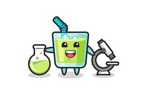 personagem mascote do suco de melão como cientista vetor