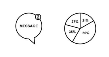 mensagem bolhas e torta gráfico ícone vetor