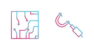 elétrico o circuito e micrômetro ícone vetor