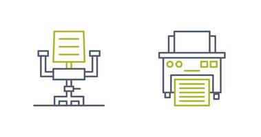 escrivaninha cadeira e impressora ícone vetor