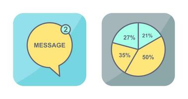 mensagem bolhas e torta gráfico ícone vetor