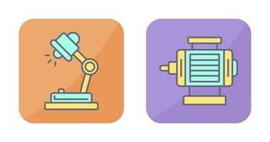 escrivaninha luminária e elétrico motor ícone vetor