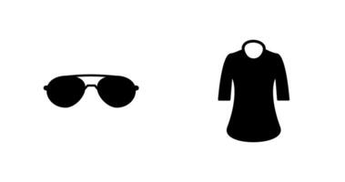 senhoras camisa e oculos de sol ícone vetor