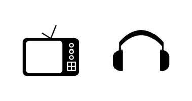 televisão conjunto e fones de ouvido ícone vetor