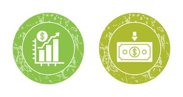 gráfico acima e dinheiro baixa ícone vetor