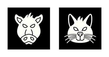 porco e gato ícone vetor