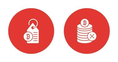 não aceitaram e bitcoin rótulo tag ícone vetor