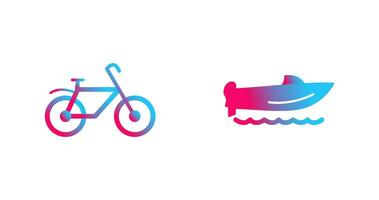 bicicleta e Rapidez barco ícone vetor