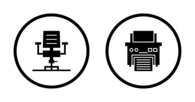 escrivaninha cadeira e impressora ícone vetor