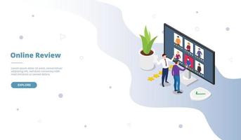 campanha de revisão online para modelo de site da web vetor
