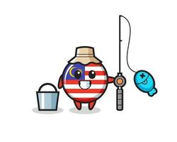 personagem mascote da bandeira da Malásia como pescador vetor