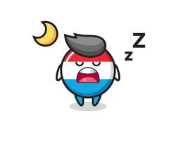 ilustração de personagem distintivo de bandeira de luxemburgo dormindo à noite vetor