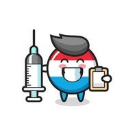 ilustração do mascote do emblema da bandeira do luxemburgo como médico vetor