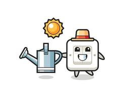 personagem de desenho animado do interruptor de luz segurando o regador vetor