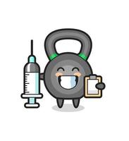 ilustração do mascote do kettlebell como médico vetor