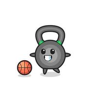 ilustração do desenho animado do kettlebell é jogar basquete vetor