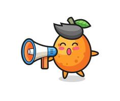 ilustração de personagem kumquat segurando um megafone vetor