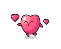 desenho de personagem símbolo de coração com gesto de beijo vetor