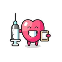ilustração mascote do símbolo do coração como um médico vetor