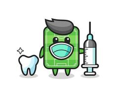 personagem mascote do campo de futebol como dentista vetor