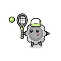 personagem de desenho animado de equipamento como um jogador de tênis vetor