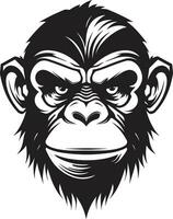 artístico macaco dentro sombras Preto chimpanzé ícone monocromático majestade animais selvagens emblema dentro Preto vetor