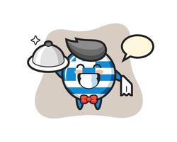 personagem mascote da bandeira da grécia como garçom vetor