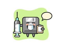 ilustração mascote do disquete como um médico vetor