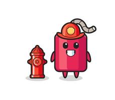 personagem mascote da dinamite como bombeiro vetor