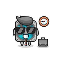 desenho animado mascote de fã de computador como empresário vetor