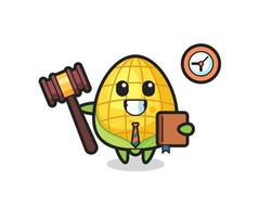 desenho de mascote de milho como juiz vetor