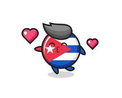 Desenho de personagem distintivo da bandeira de Cuba com gesto de beijo vetor
