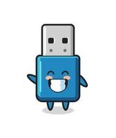 personagem de desenho animado de flash drive usb fazendo gesto com a mão vetor