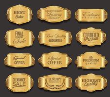 Placas de metal premium golden collection de qualidade vetor