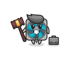 ilustração de mascote fã de computador como advogado vetor